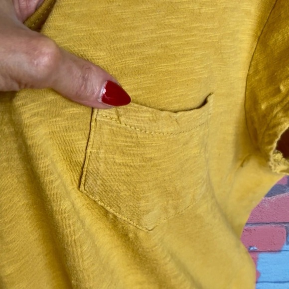 Mustard V-Neck Short Sleeve Women's Top - Picture 6 of 13